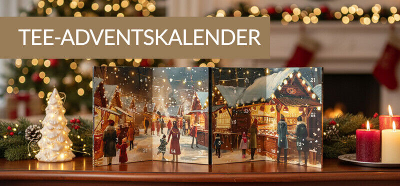 Tee Adventskalender: Pyramidenbeutel im aufstellbaren Booklet