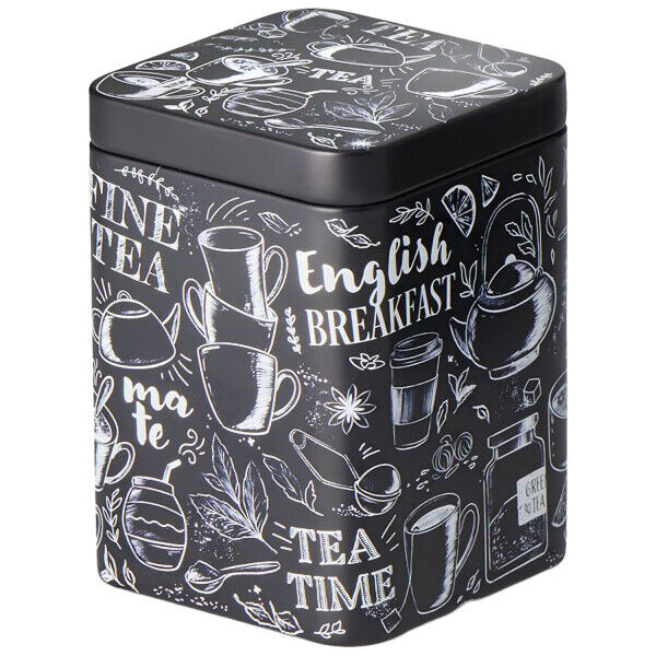 Teedose "Noir" mit schwarzem Tafelmuster
